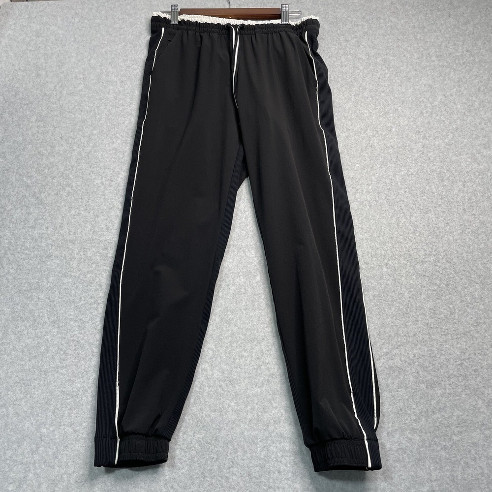 Athleta Brooklyn Jogger Womens Size 8 Black White Activewear Pull On Drawstring